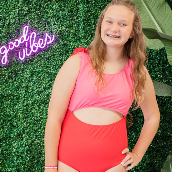 SwimHer Girls Modest 1 Piece Swimsuit Extended Sizing for Tween and Teen Girls 3 Royal Blue Caribbean